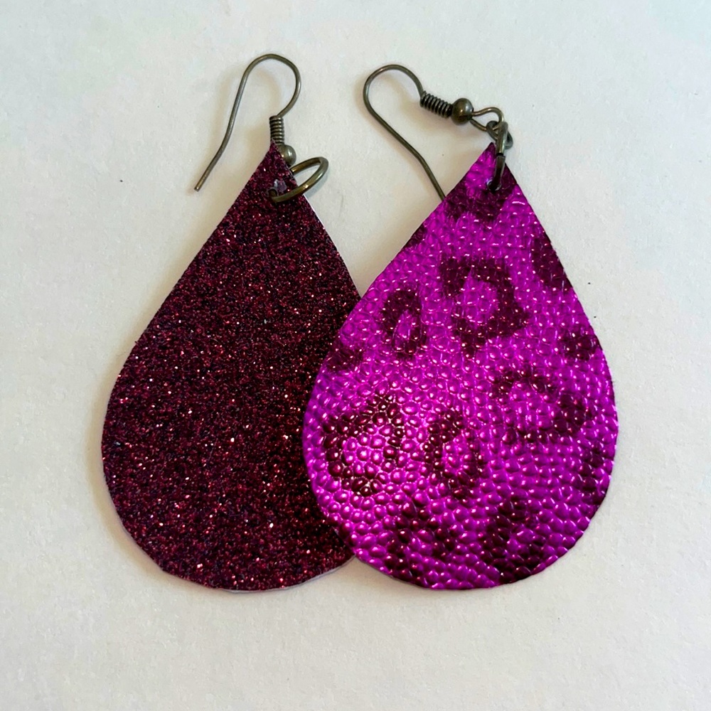 Reversible leather earrings